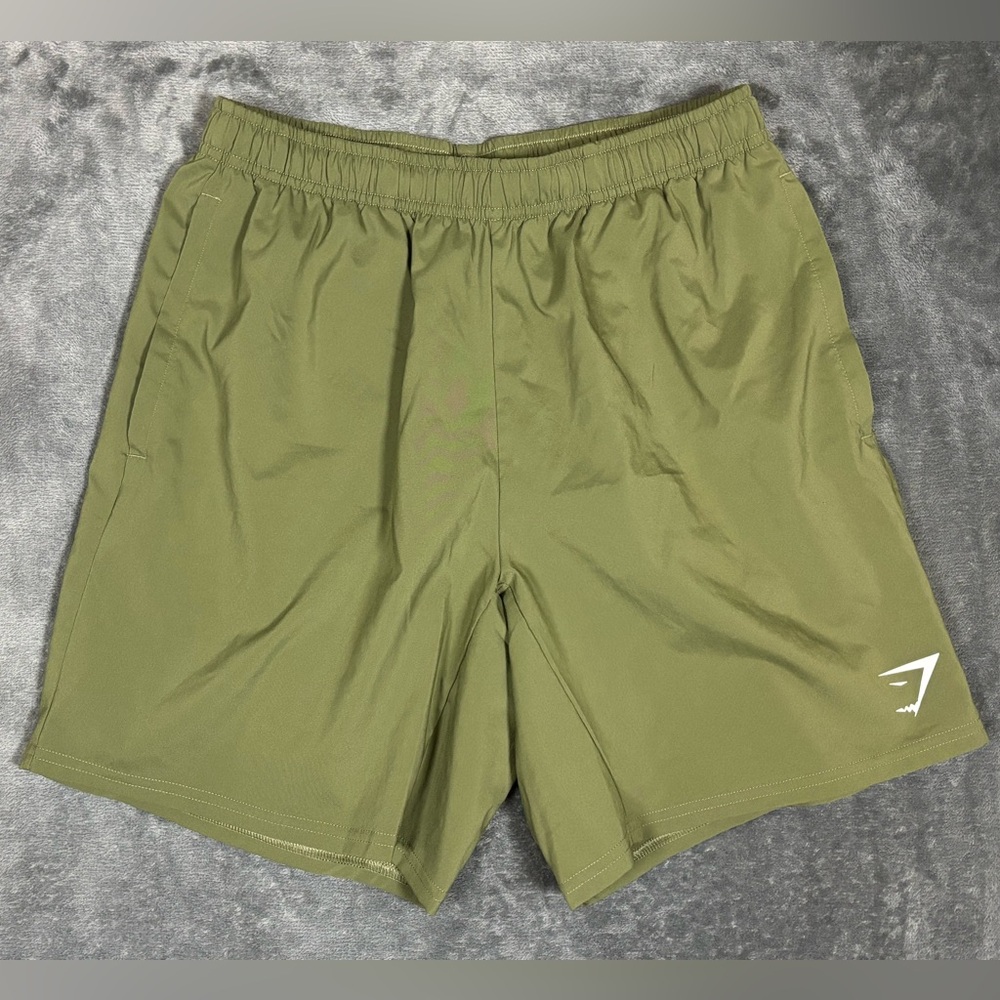 Gymshark Mens Athletic Shorts Green‎ Logo Lightweight Training Gym Size M